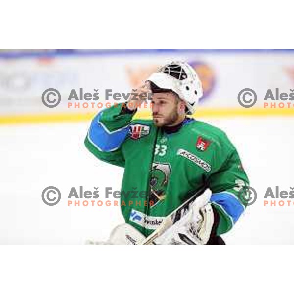 Zan Us in action during Summer League ice-hockey match between Acroni Jesenice and SZ Olimpija in Bled Ice Hall, Slovenia on August 25, 2018