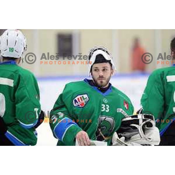 Zan Us in action during Summer League ice-hockey match between Acroni Jesenice and SZ Olimpija in Bled Ice Hall, Slovenia on August 25, 2018