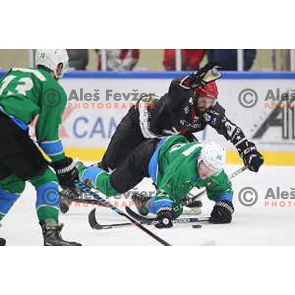 action during Summer League ice-hockey match between Acroni Jesenice and SZ Olimpija in Bled Ice Hall, Slovenia on August 25, 2018