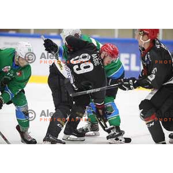action during Summer League ice-hockey match between Acroni Jesenice and SZ Olimpija in Bled Ice Hall, Slovenia on August 25, 2018