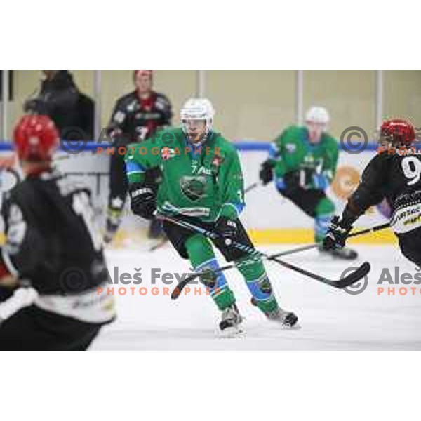 action during Summer League ice-hockey match between Acroni Jesenice and SZ Olimpija in Bled Ice Hall, Slovenia on August 25, 2018