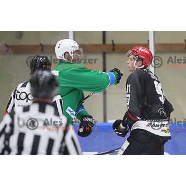 action during Summer League ice-hockey match between Acroni Jesenice and SZ Olimpija in Bled Ice Hall, Slovenia on August 25, 2018