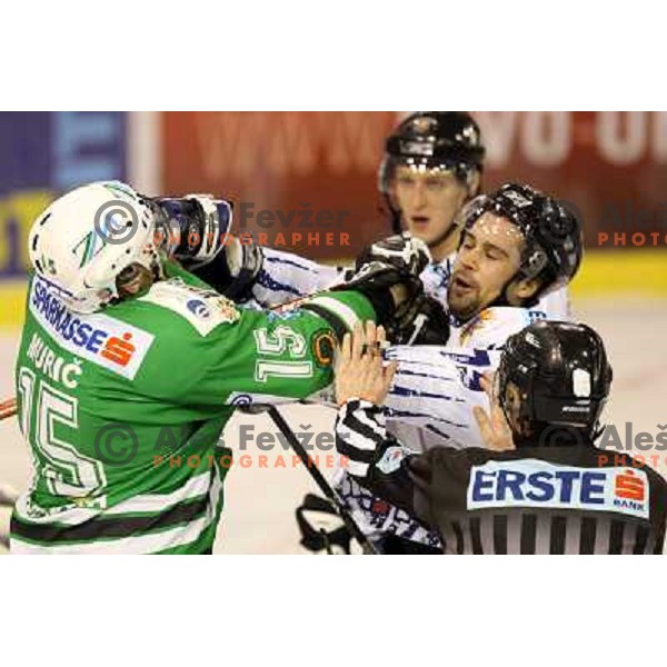 Muric and Ondrejcik at ice-hockey game ZM Olimpija- Alba Volan in Ebel league,played in Ljubljana 20.1.2007. ZM Olimpija won the game 5:0.Photo by Ales Fevzer 