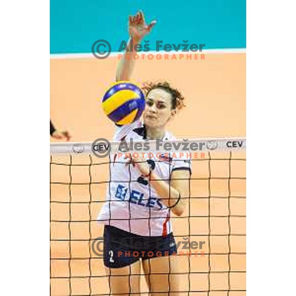 Tina Grudina of team Slovenia in action during 2019 CEV Volleyball European Championship women match between Slovenia and Belgium, played in Dvorana Tabor, Maribor, Slovenia on August 25, 2018