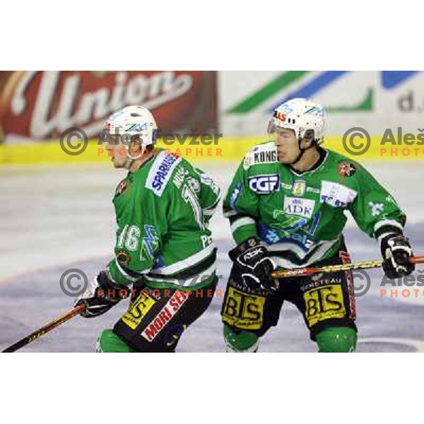 Music (16) and Muric at ice-hockey game ZM Olimpija- Alba Volan in Ebel league,played in Ljubljana 20.1.2007. ZM Olimpija won the game 5:0.Photo by Ales Fevzer 