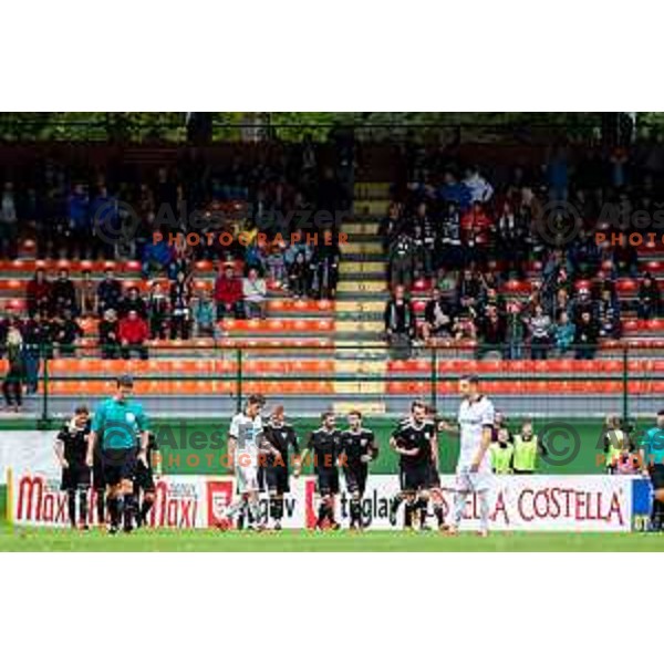 Luka Bobicanec, Alen Kozar, Nino Kouter during soccer match between Mura and Aluminij, Round 6 of PLTS 2018/19, played in Fazanerija, Murska Sobota, Slovenia on August 26, 2018