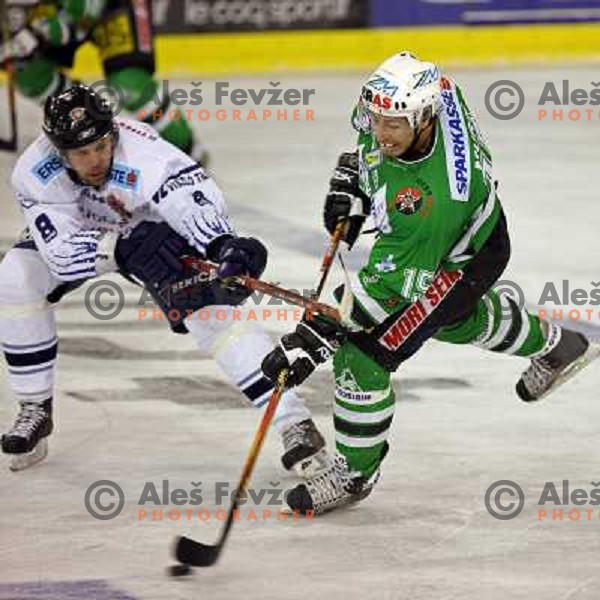 Sihvonen (8) and Muric at ice-hockey game ZM Olimpija- Alba Volan in Ebel league,played in Ljubljana 20.1.2007. ZM Olimpija won the game 5:0.Photo by Ales Fevzer 