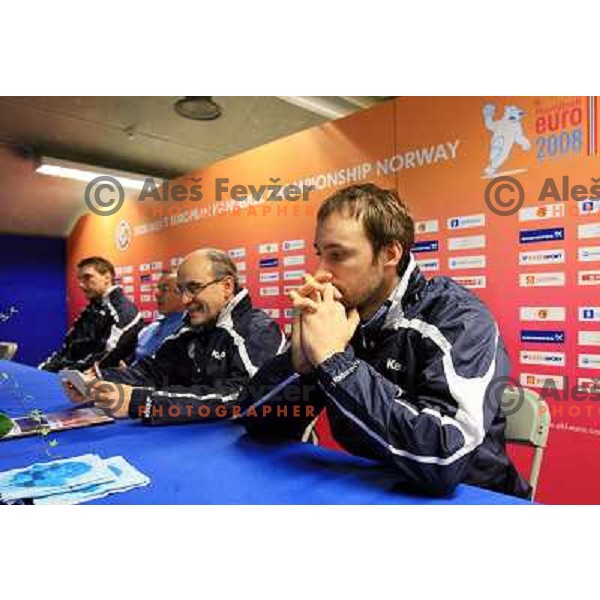 Norway, Stavanger, 21/01/2008. Vid KAVTICNIK, Stanko Iztok OSTRELIC, Miro POZUN and Miladin KOZLINA at the press conference after preliminary group matches on EC 2008.