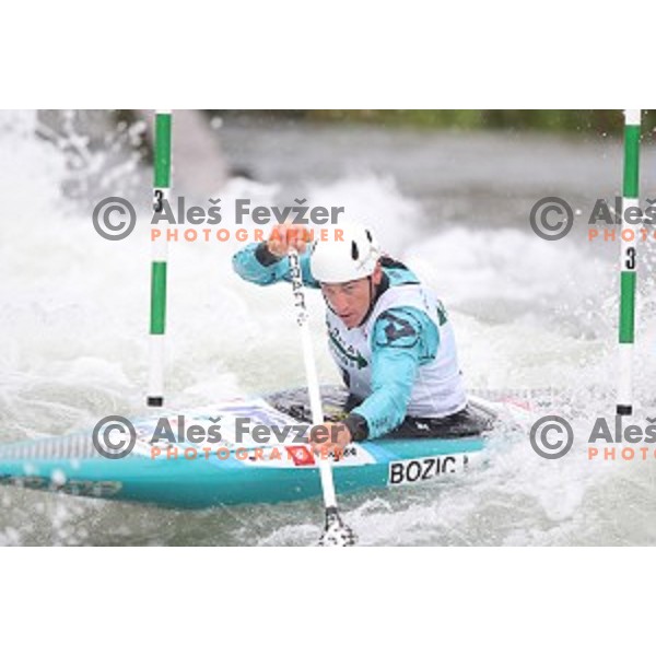 Luka Bozic (SLO) competes at ICF World Cup slalom C-1 in Tacen, Slovenia on September 1, 2018
