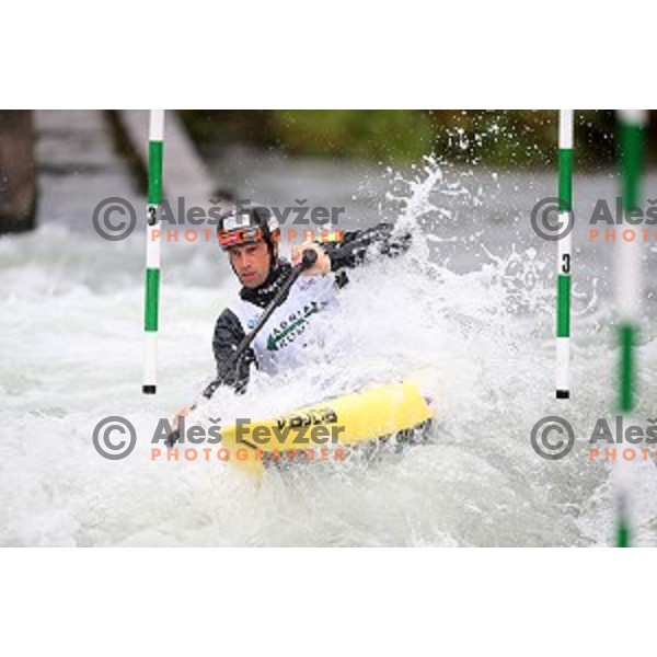 Alexander Slafkovsky (Svk) competes at ICF World Cup slalom C-1 in Tacen, Slovenia on September 1, 2018
