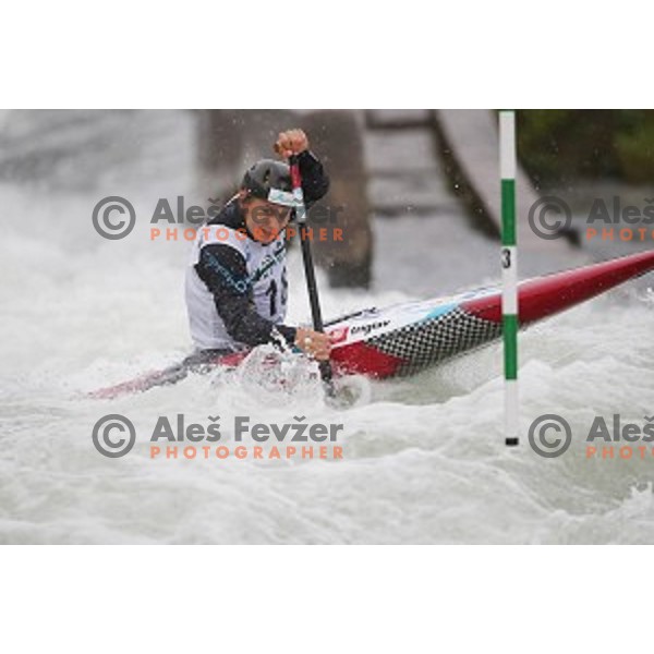 Jure Lenarcic (SLO) competes at ICF World Cup slalom C-1 in Tacen, Slovenia on September 1, 2018