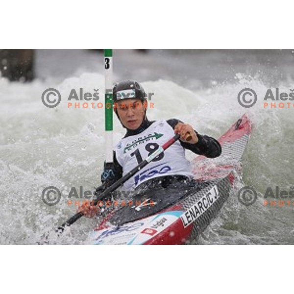 Jure Lenarcic (SLO) competes at ICF World Cup slalom C-1 in Tacen, Slovenia on September 1, 2018