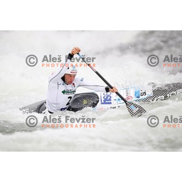 Benjamin Savsek (SLO) competes at ICF World Cup slalom C-1 in Tacen, Slovenia on September 1, 2018