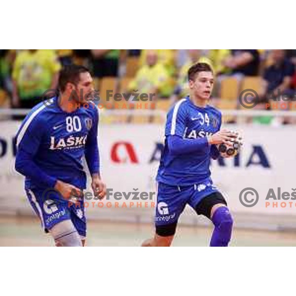 Domen Makuc in action during Slovenian Handball SuperCup between Krka and Celje Pivovarna Lasko in Novo Mesto, Slovenia on September 5, 2018