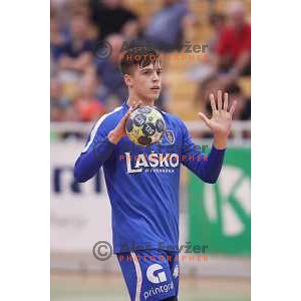 Domen Makuc in action during Slovenian Handball SuperCup between Krka and Celje Pivovarna Lasko in Novo Mesto, Slovenia on September 5, 2018