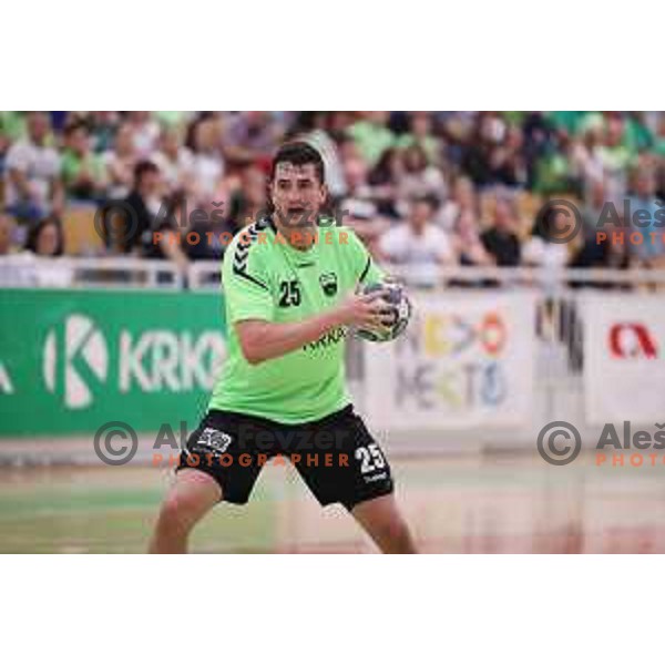 Jernej Papez in action during Slovenian Handball SuperCup between Krka and Celje Pivovarna Lasko in Novo Mesto, Slovenia on September 5, 2018