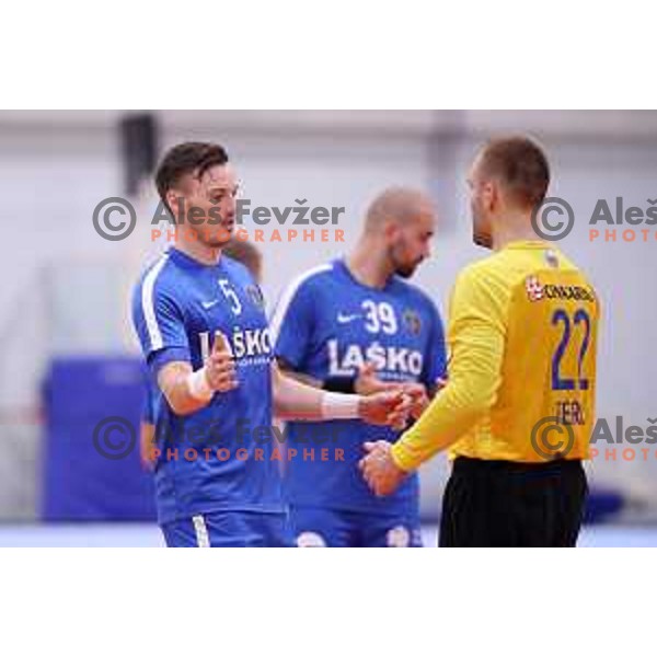 Jaka Malus in action during Slovenian Handball SuperCup between Krka and Celje Pivovarna Lasko in Novo Mesto, Slovenia on September 5, 2018
