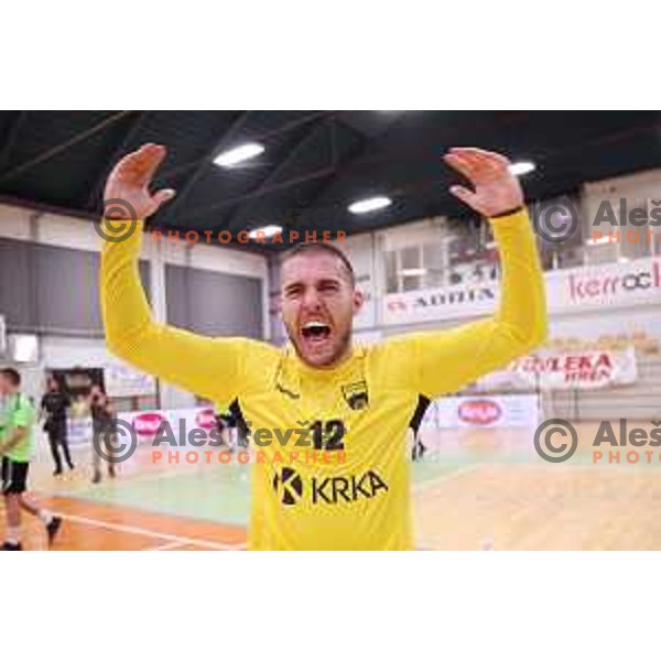 Aleksandar Tomic in action during Slovenian Handball SuperCup between Krka and Celje Pivovarna Lasko in Novo Mesto, Slovenia on September 5, 2018