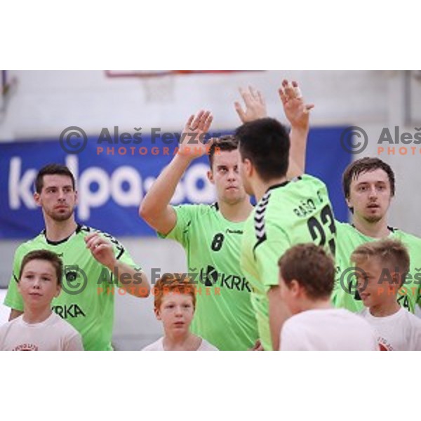 Grega Oklescen in action during Slovenian Handball SuperCup between Krka and Celje Pivovarna Lasko in Novo Mesto, Slovenia on September 5, 2018