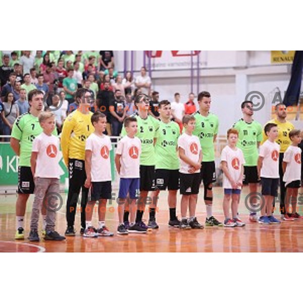 action during Slovenian Handball SuperCup between Krka and Celje Pivovarna Lasko in Novo Mesto, Slovenia on September 5, 2018