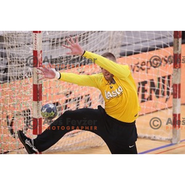 Klemen Frelih in action during Slovenian Handball SuperCup between Krka and Celje Pivovarna Lasko in Novo Mesto, Slovenia on September 5, 2018