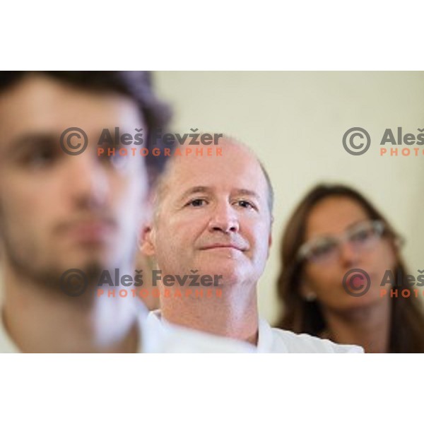 Nik Zupancic at the pre season press conference of the Alps Hockey League, Bled Castle, Bled, Slovenia