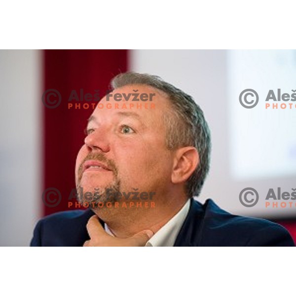 Christian Feichtinger at the pre season press conference of the Alps Hockey League, Bled Castle, Bled, Slovenia