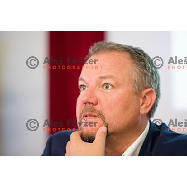 Christian Feichtinger at the pre season press conference of the Alps Hockey League, Bled Castle, Bled, Slovenia