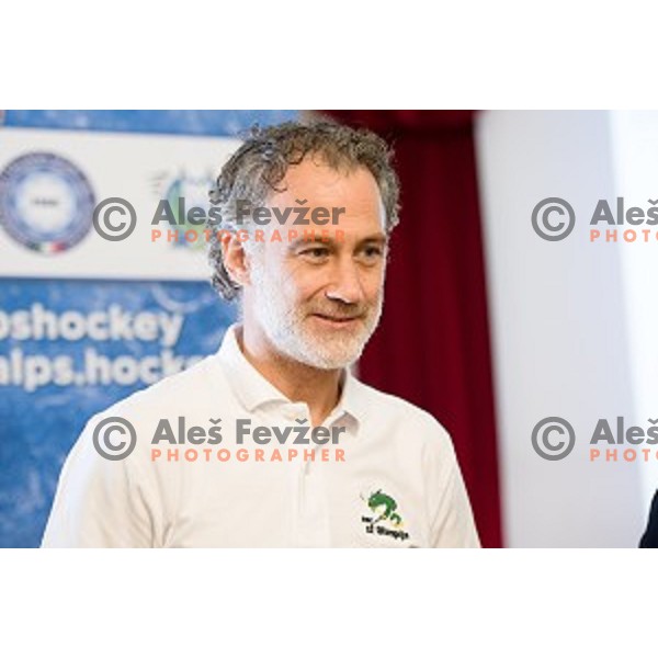 Jure Vnuk at the pre season press conference of the Alps Hockey League, Bled Castle, Bled, Slovenia