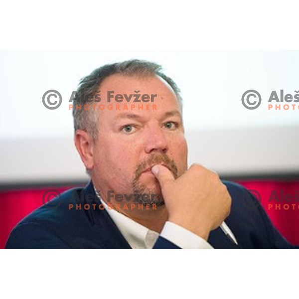 Christian Feichtinger at the pre season press conference of the Alps Hockey League, Bled Castle, Bled, Slovenia
