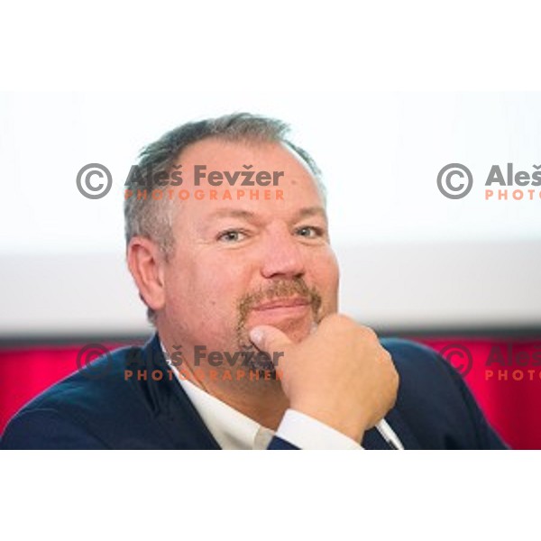 Christian Feichtinger at the pre season press conference of the Alps Hockey League, Bled Castle, Bled, Slovenia