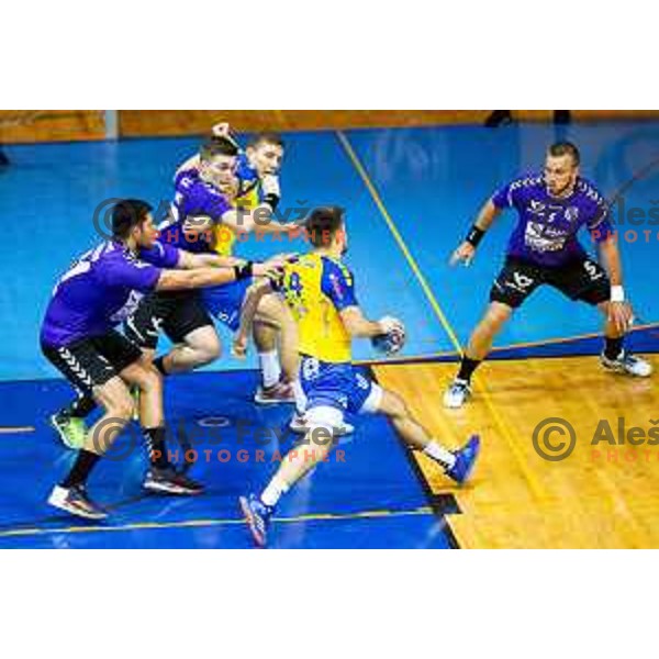 Tilen Sokolic of Koper 2013 in action during handball match between Maribor Branik and Koper 2013, played in Dvorana Tabor, Maribor, Slovenia on September 13, 2018