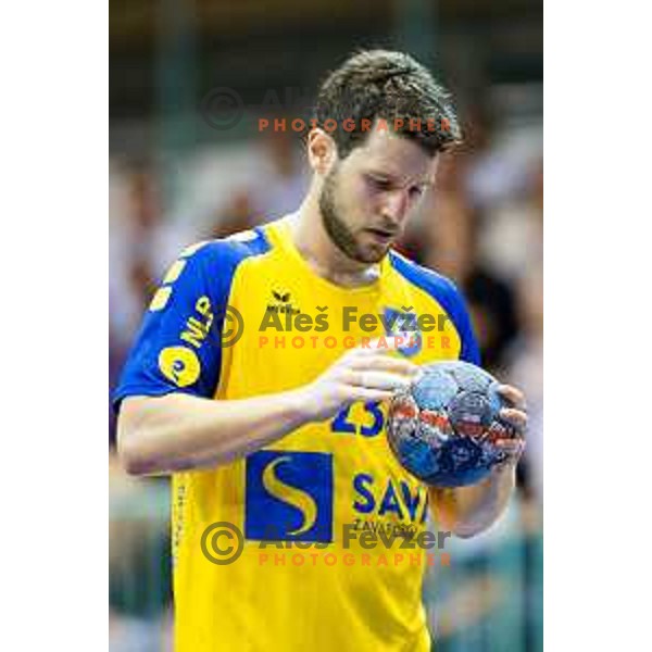 Ziga Smolnik in action during handball match between Maribor Branik and Koper 2013, played in Dvorana Tabor, Maribor, Slovenia on September 13, 2018