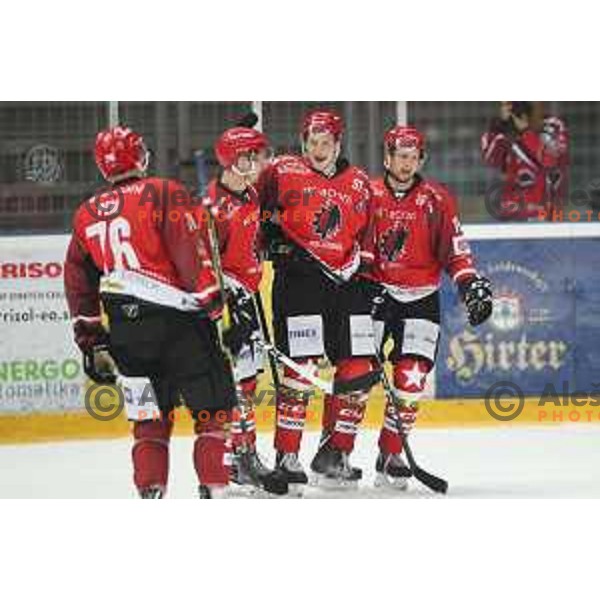 of Jesenice in action during Alps League ice-hockey match between Jesenice and Cortina in Podmezakla Hall, Jesenice, Slovenia on September 15, 2018