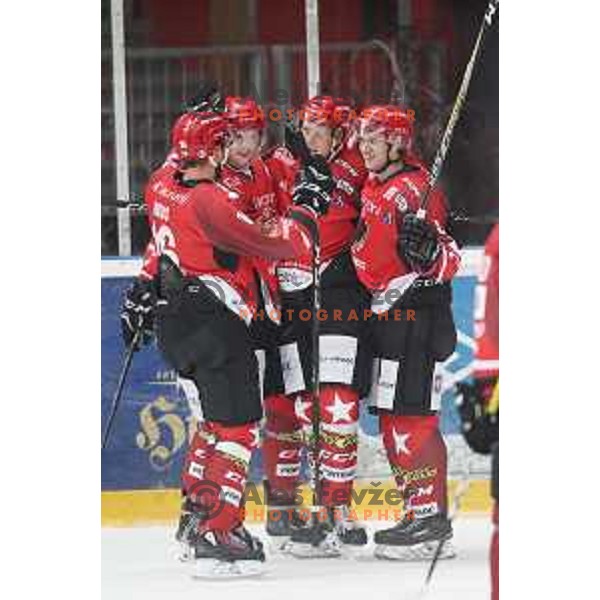 of Jesenice in action during Alps League ice-hockey match between Jesenice and Cortina in Podmezakla Hall, Jesenice, Slovenia on September 15, 2018