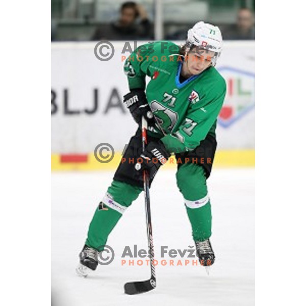 Nejc Brus of SZ Olimpija in action during Alps League ice-hockey match between SZ Olimpija and Milano Rossoblu in Tivoli Hall, Ljubljana, Slovenia on September 23, 2018