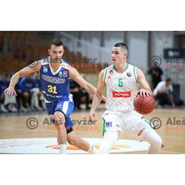 Zan Mark Sisko and Jan Span in action during Slovenian SuperCup basketball match between Petrol Olimpija and Sixt Primorska in Tivoli Hall, Ljubljana on September 24,2018