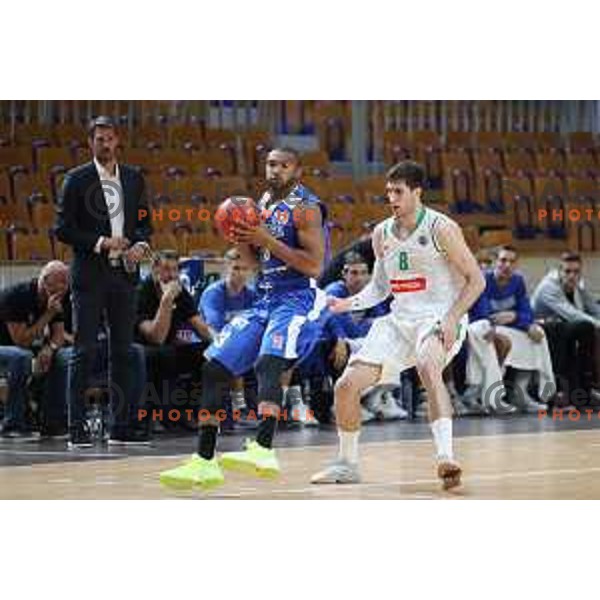 Lance Harris and Aleksandar Lazic in action during Slovenian SuperCup basketball match between Petrol Olimpija and Sixt Primorska in Tivoli Hall, Ljubljana on September 24,2018