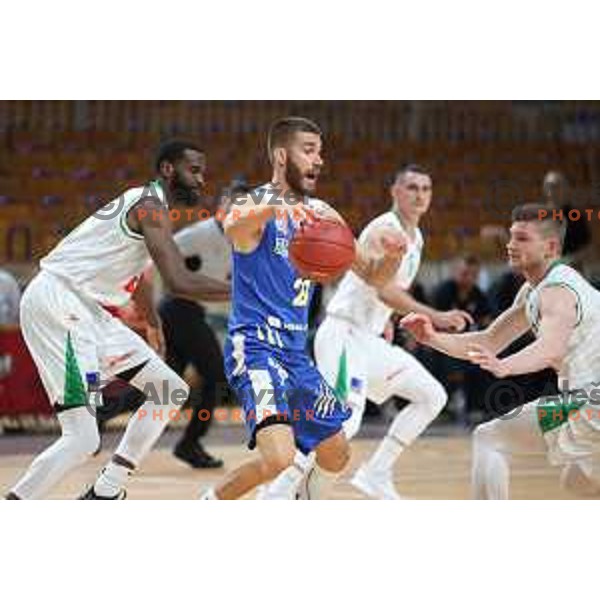 of Petrol Olimpija in action during Slovenian SuperCup basketball match between Petrol Olimpija and Sixt Primorska in Tivoli Hall, Ljubljana on September 24,2018