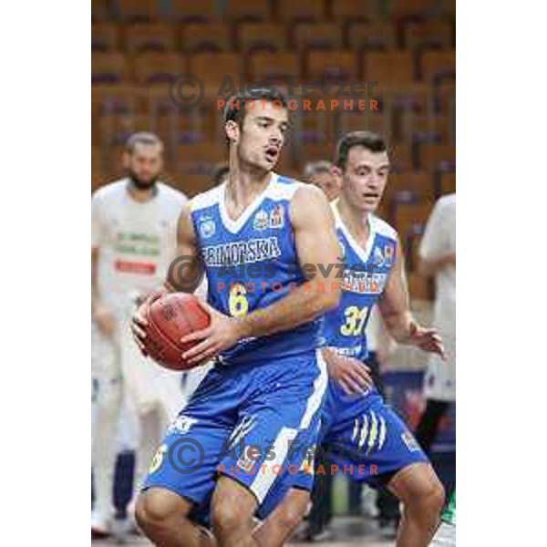 Marjan Cakarun in action during Slovenian SuperCup basketball match between Petrol Olimpija and Sixt Primorska in Tivoli Hall, Ljubljana on September 24,2018