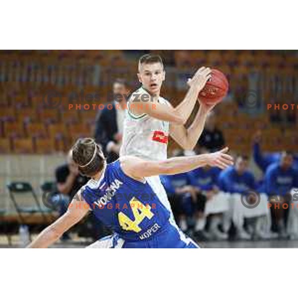 Blaz Mesicek during Slovenian SuperCup basketball match between Petrol Olimpija and Sixt Primorska in Tivoli Hall, Ljubljana on September 24,2018