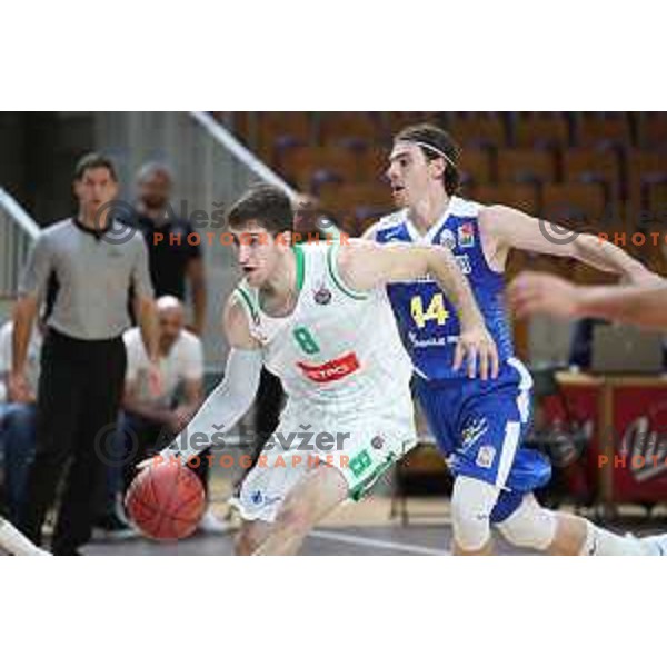 of Petrol Olimpija in action during Slovenian SuperCup basketball match between Petrol Olimpija and Sixt Primorska in Tivoli Hall, Ljubljana on September 24,2018