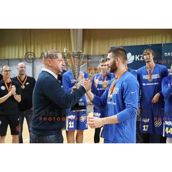 Matej Erjavec and Alen Hodzic in action during Slovenian SuperCup basketball match between Petrol Olimpija and Sixt Primorska in Tivoli Hall, Ljubljana on September 24,2018
