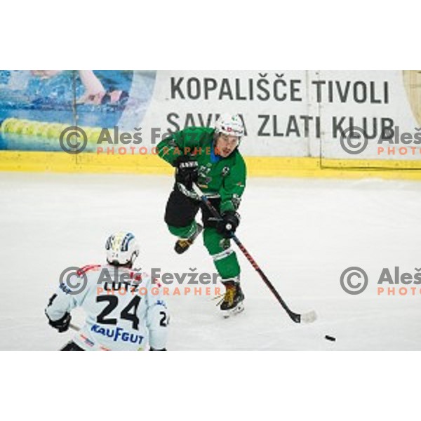 Saso Rajsar in action during Alps league ice hockey match between HK SZ Olimpija and Rittner Buam , Tivoli hall, Ljubljana, Slovenia on September 29, 2018