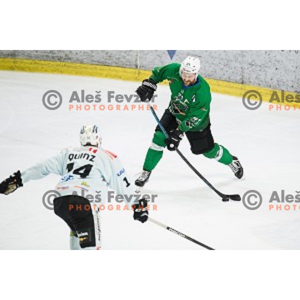 Ziga Svete in action during Alps league ice hockey match between HK SZ Olimpija and Rittner Buam , Tivoli hall, Ljubljana, Slovenia on September 29, 2018