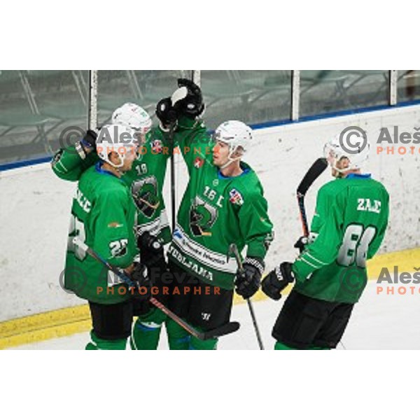 SZ Olimpija in action during Alps league ice hockey match between HK SZ Olimpija and Rittner Buam , Tivoli hall, Ljubljana, Slovenia on September 29, 2018