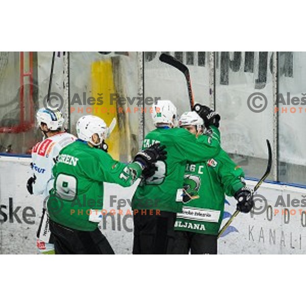 SZ Olimpija in action during Alps league ice hockey match between HK SZ Olimpija and Rittner Buam , Tivoli hall, Ljubljana, Slovenia on September 29, 2018