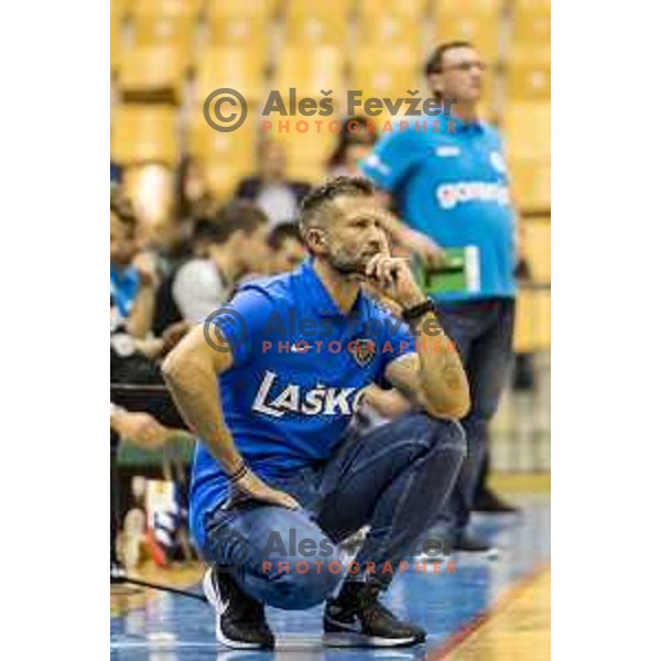 Tomaz Ocvirk, head coach of Celje PL during 1 NLB Leasing League match between Celje Pivovarna Lasko and Gorenje in Celje on October 3, 2018