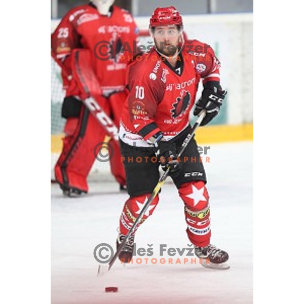 of Jesenice in action during Alps League ice-hockey match between Jesenice and KAC 2 in Podmezakla Hall, Jesenice, Slovenia on October 3, 2018