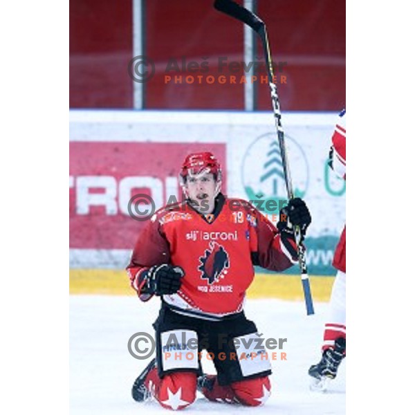 of Jesenice in action during Alps League ice-hockey match between Jesenice and KAC 2 in Podmezakla Hall, Jesenice, Slovenia on October 3, 2018